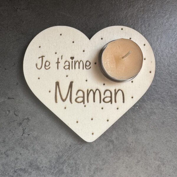Support bougie "je t'aime maman"