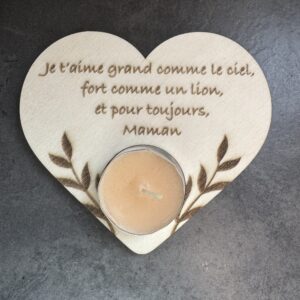 Support bougie " texte maman"