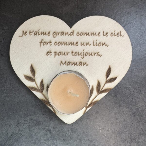 Support bougie " texte maman"