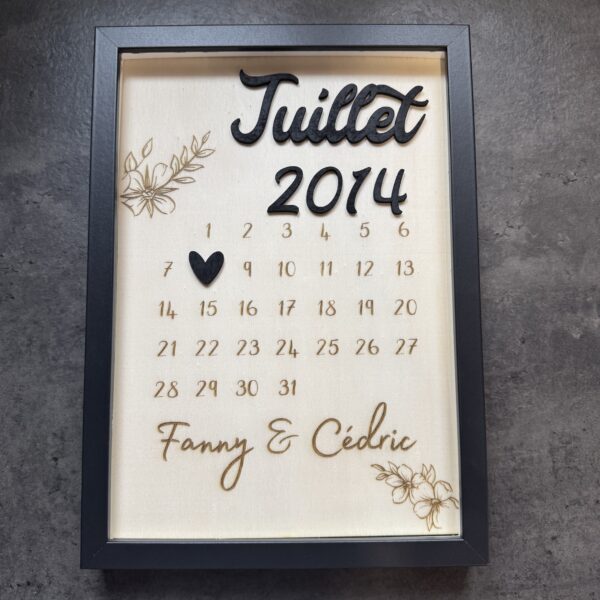 Cadre calendrier date lumineux